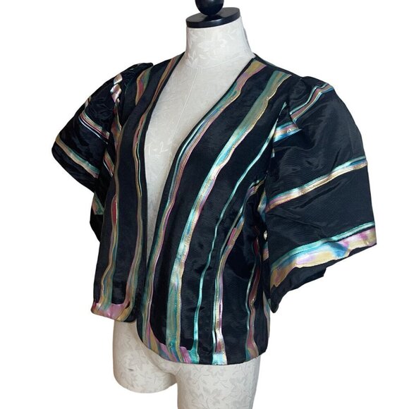 Terry Toni Vintage Womens Jacket and Bag Set Size Small Black Hand Painted - Picture 2 of 10